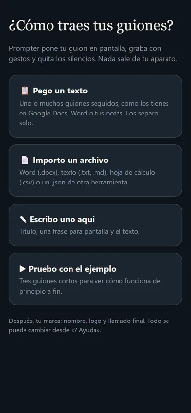 El prompter, pantalla de inicio: ¿cómo traes tus guiones?